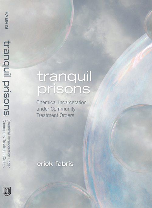 tranquil prisons book cover: bubbles in front of a cloudy sky, title sans serif